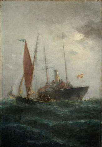 Caïque and steamer