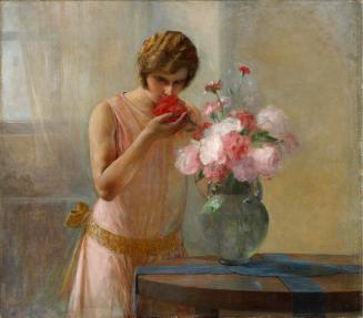 Young woman with roses