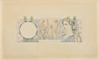 Coloured design of the 50-drachma banknote, 1936